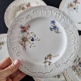 Lot de 9 assiettes anciennes en porcelaine de Sarreguemines, XIXe siècle, s