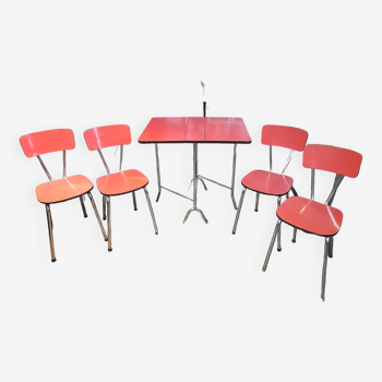 table formica rouge + chaises