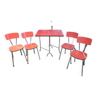 table formica rouge + chaises