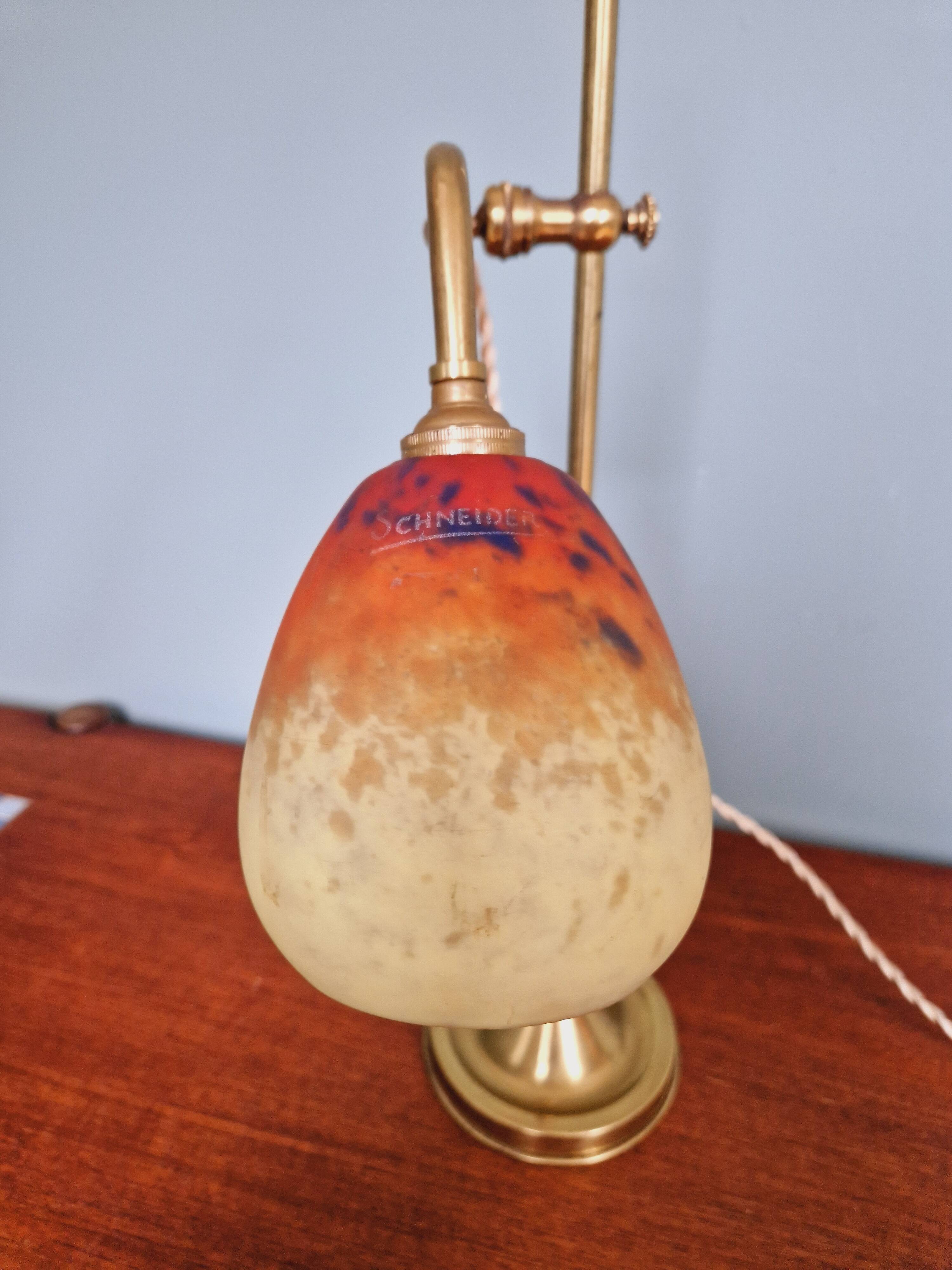 Art Deco desk lamp, glass signed Schneider, 1920s