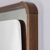 VINTAGE 1960S WALL MIRROR IN WOOD AND SMOKED GLASS, ITALIAN DESIGN