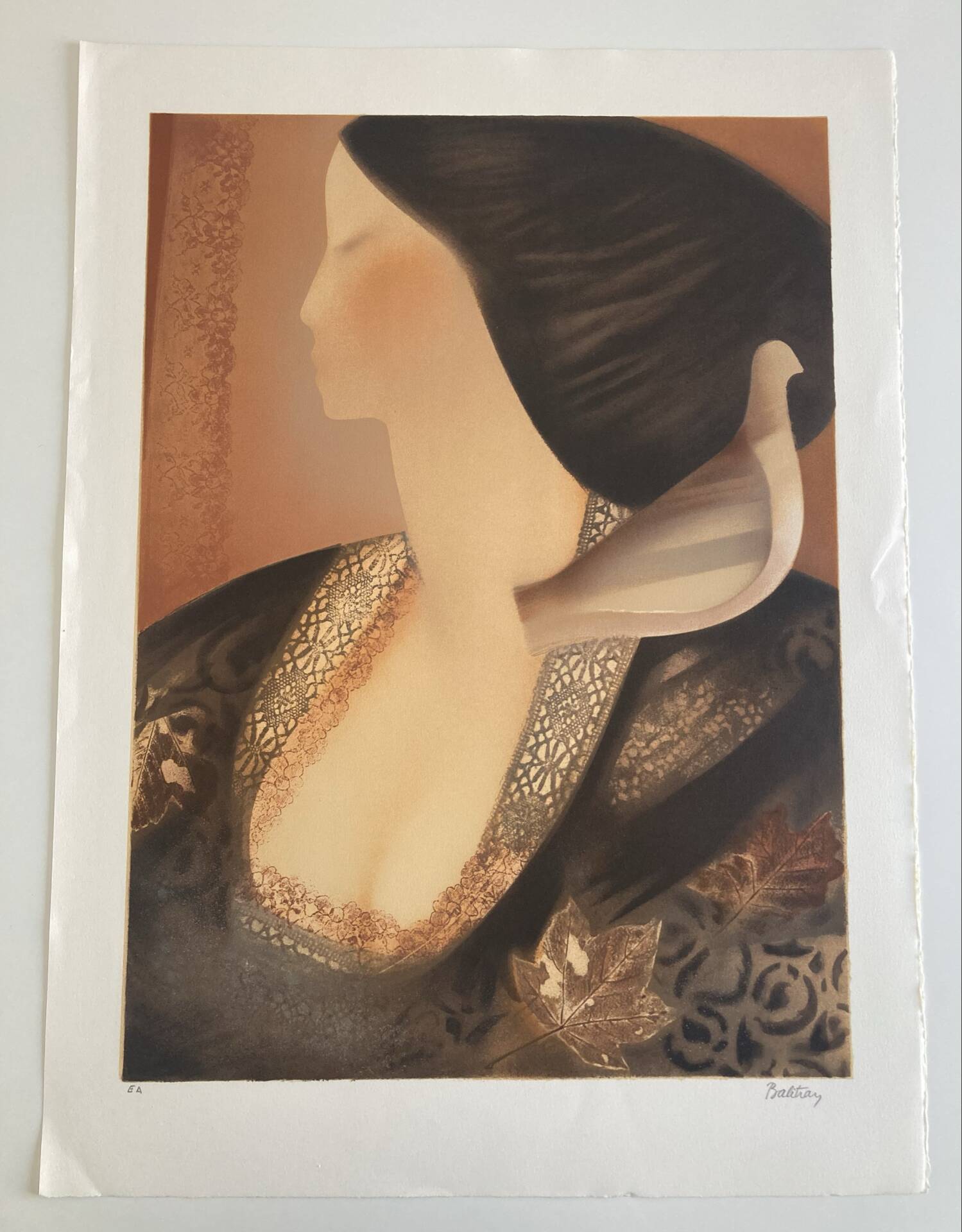 Lithograph (EA) signed Balitran - Portrait of a woman - Art Deco