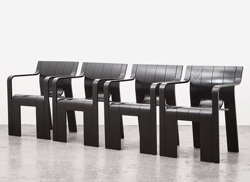 Gijs Bakker set of 4 strip armchairs for Castelijn, 1974