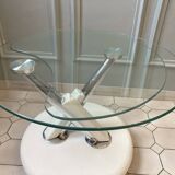 Vintage glass and chrome coffee table