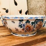 Large soup bowl in Gien earthenware model rooster and peonies