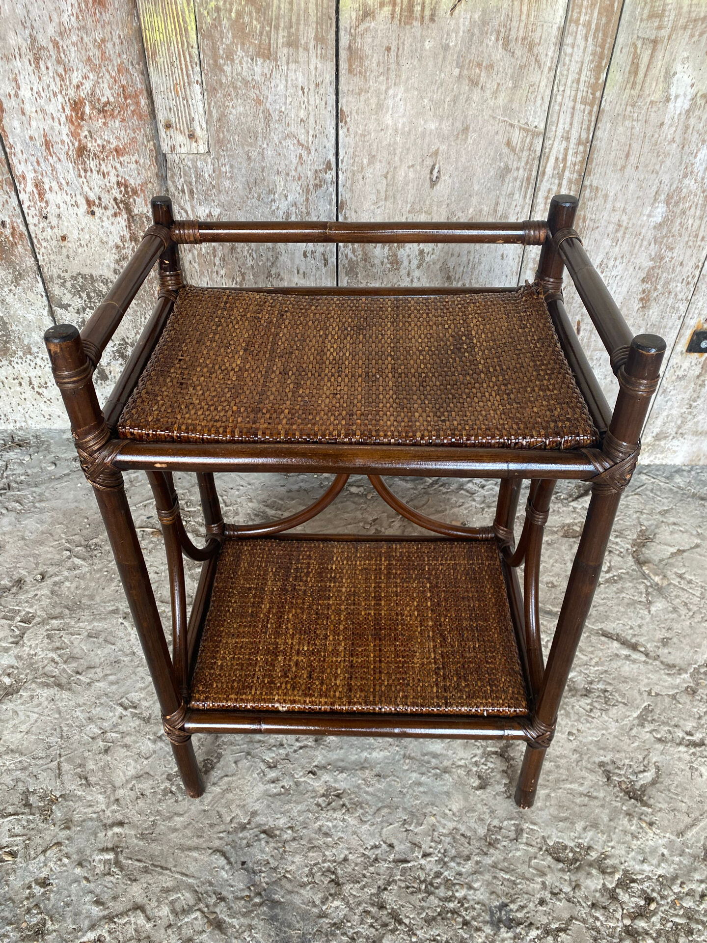 Vintage Rattan Bedside Table #E092