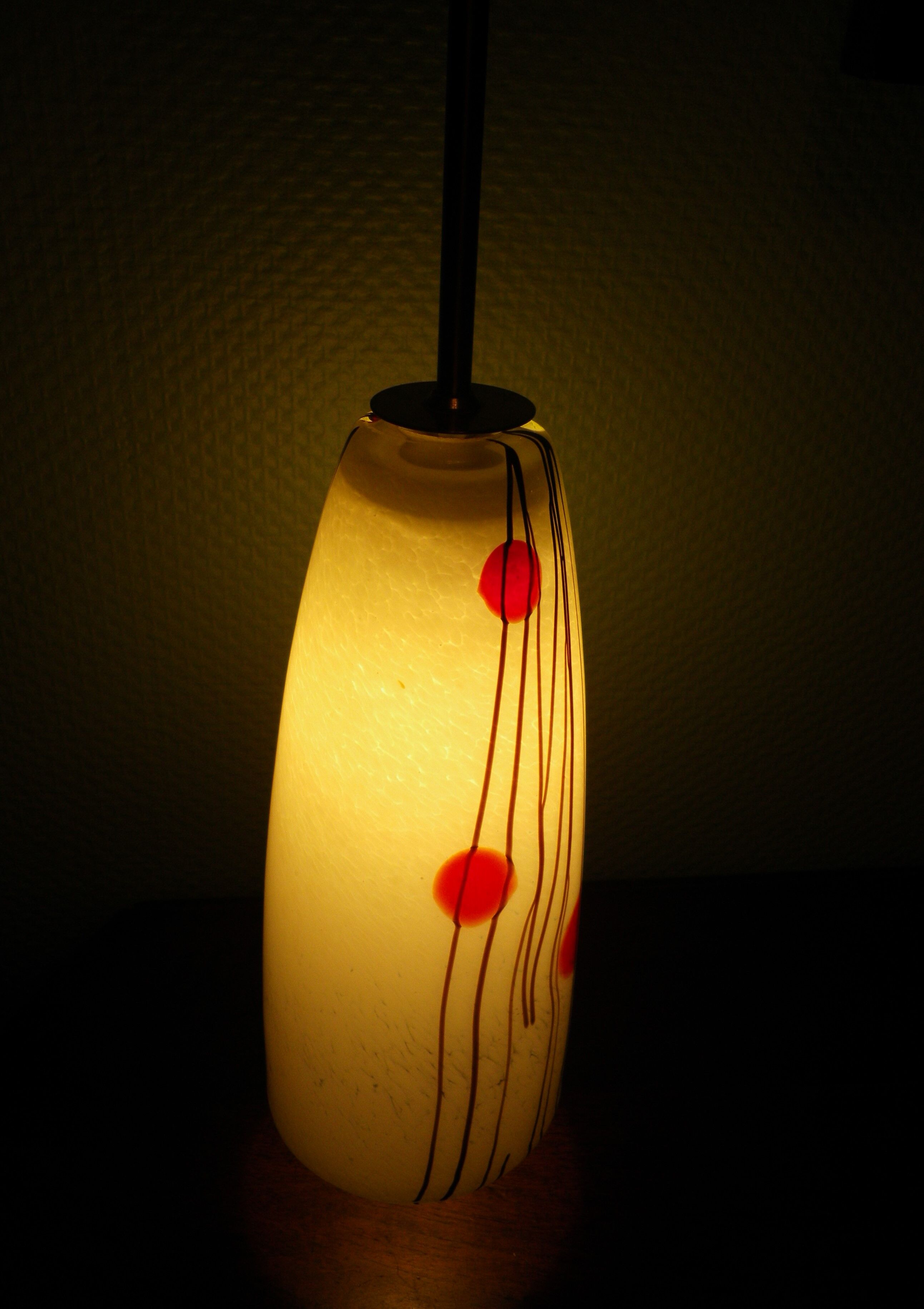 Art deco pendant lamp from the 70s, opaline, chrome metal