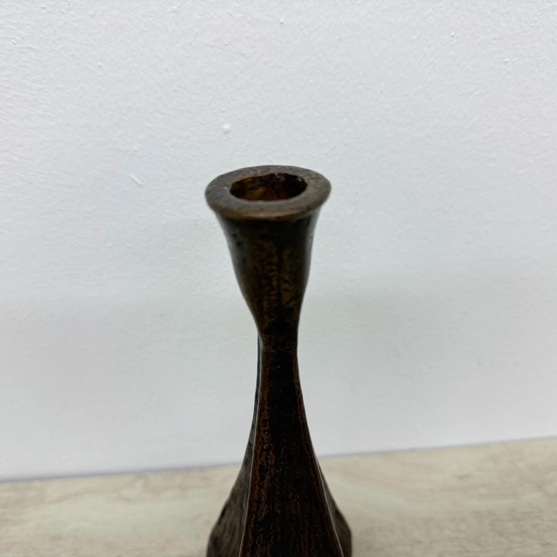 Brutalist bronze candle stick, 1970s