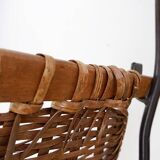 John Risley Style High-back Lounge Chair Solid Iron / Wicker Fran