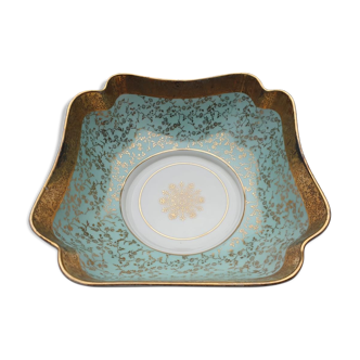 Draped salad bowl Limoges floral garlands flamboyant gold