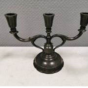 Three-armed candlesticks by Just Andersen, in Disco metal, Denmark, 1950s
