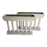 Pair of Off-White Cast Concrete Mid-Century Brutalist Sculptural Planters, Long Rectangular