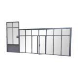 Old glass roof with door and window