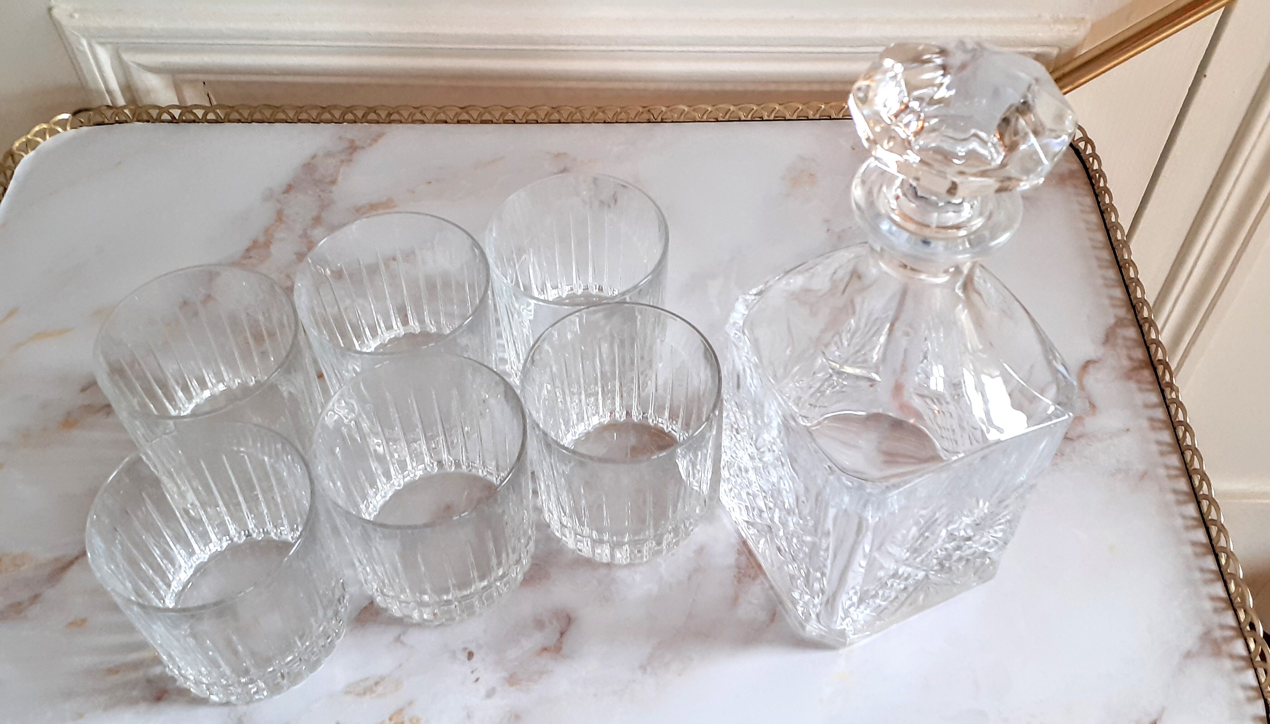 Carafe whisky service and 6 glasses