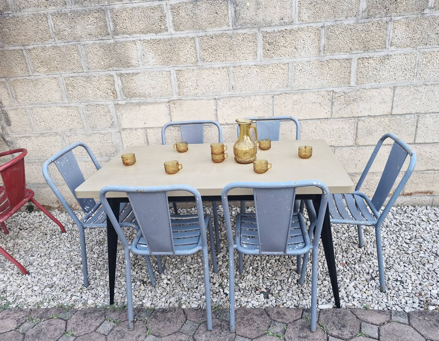 TOLIX, Large Metal Table T55 by Xavier Pauchard France, 1950s