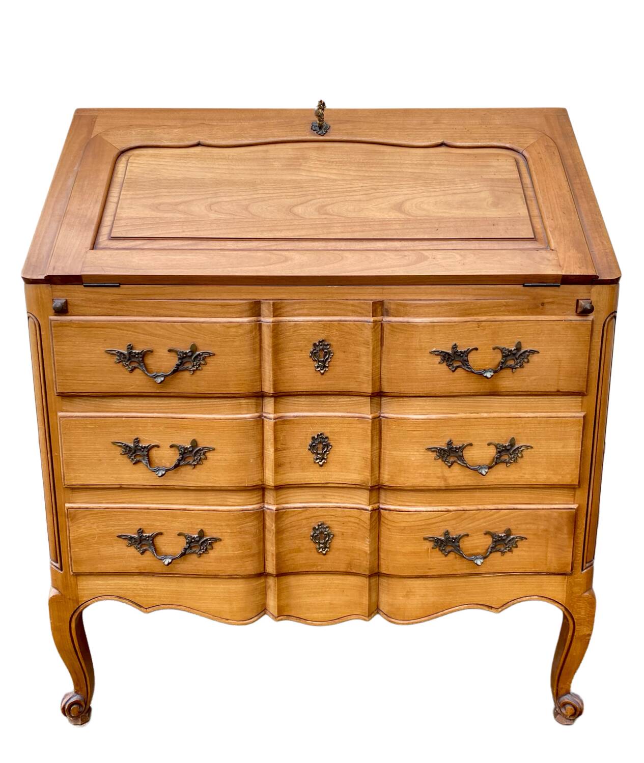 Louis XV style writing desk with a curved back.