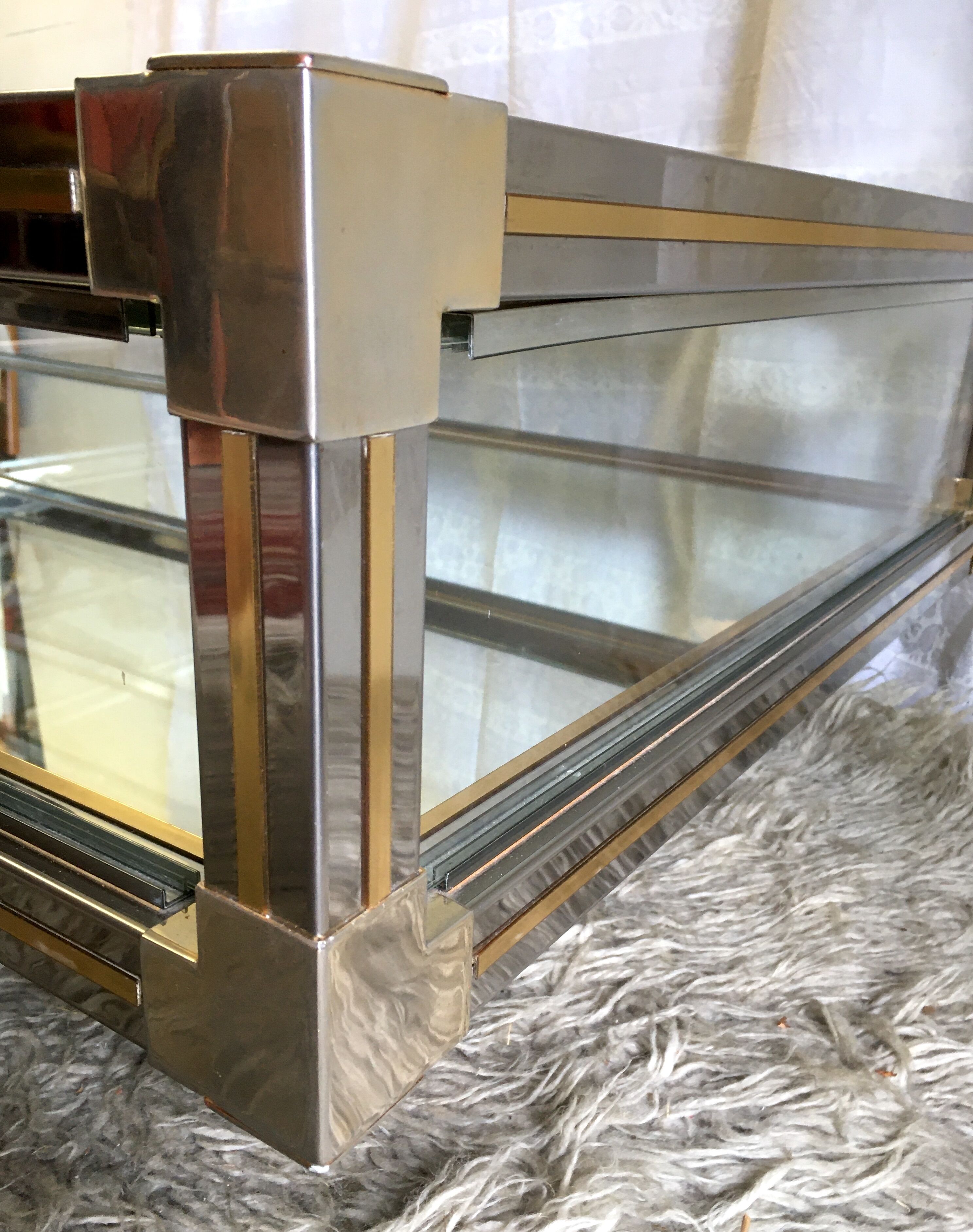 Glass and gold glass and metal coffee table 70