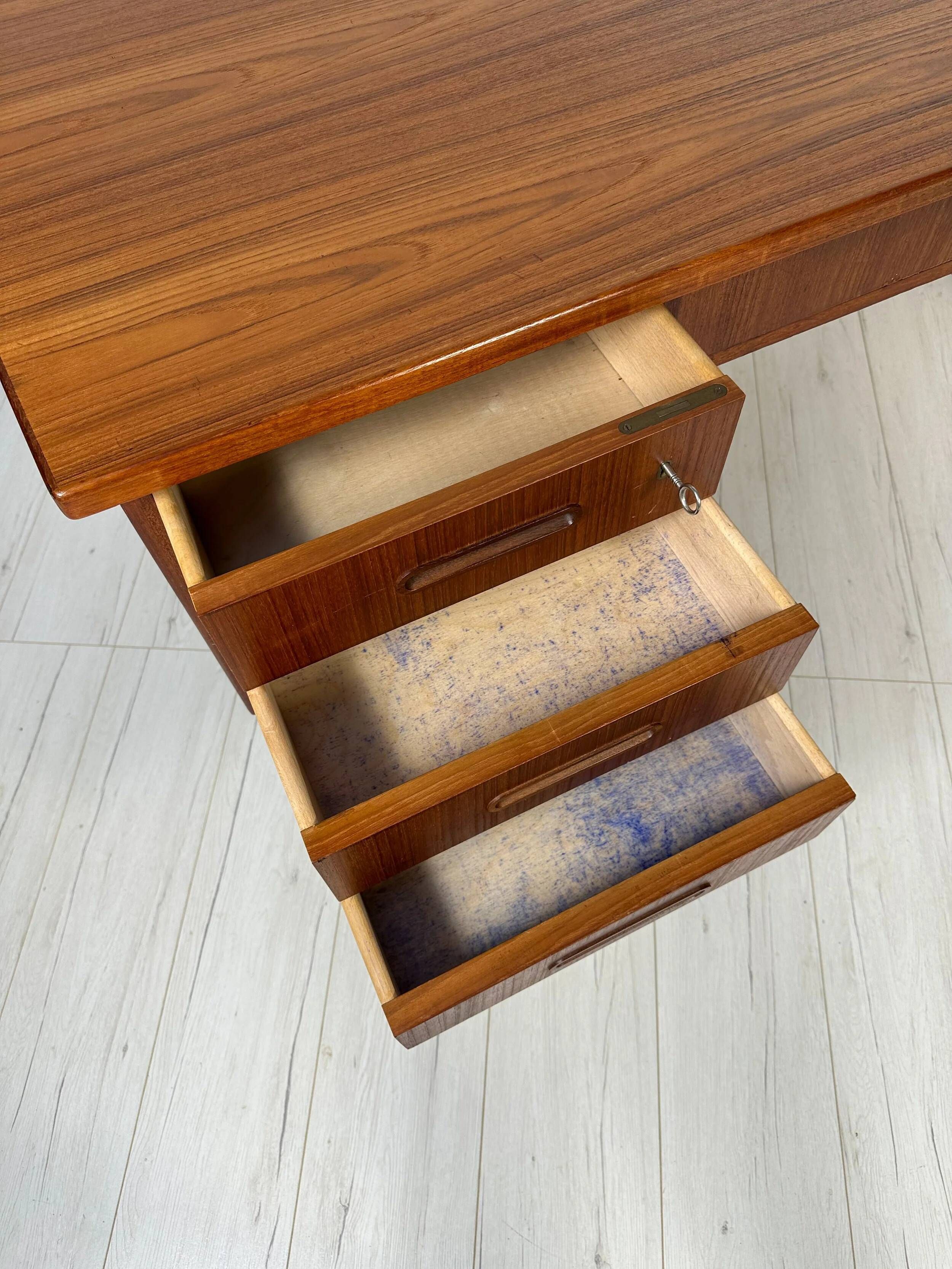 1960s Vintage Scandinavian Mid-Century Teak Writing Desk