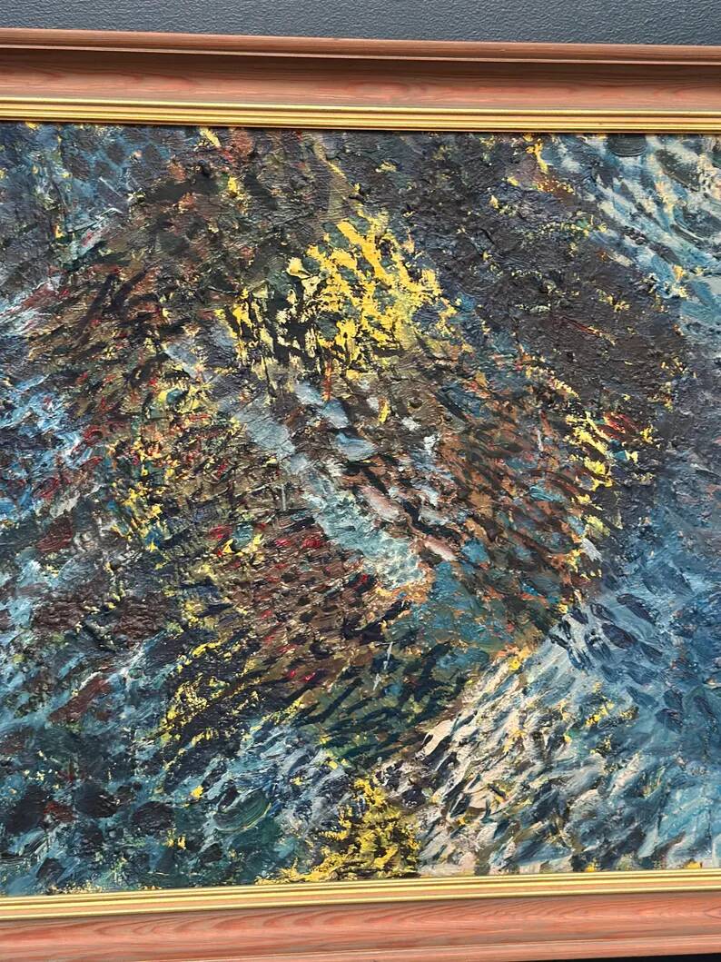 Grande huile sur toile suédoise originale – « Composition » par Valter Gibson