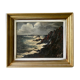 Table, oil on panel, the tip of the Raz, seaside, signed