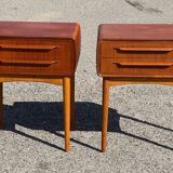 Tables de chevet en teck avec pieds en chêne attribuées à Johannes Andersen, 1964, lot de 2