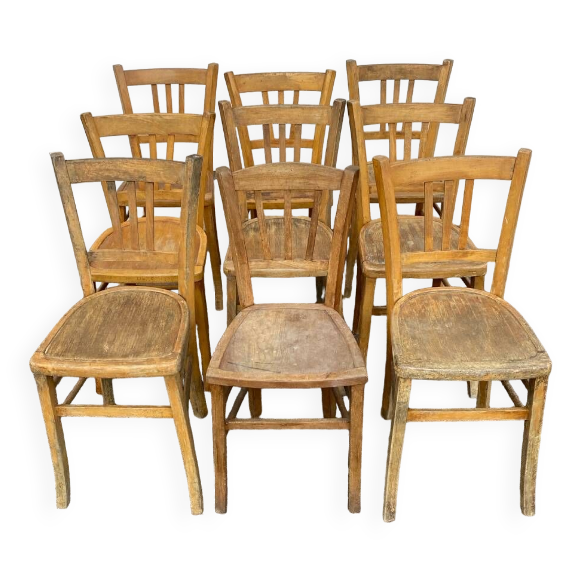 Set of 9 raw bistro chairs