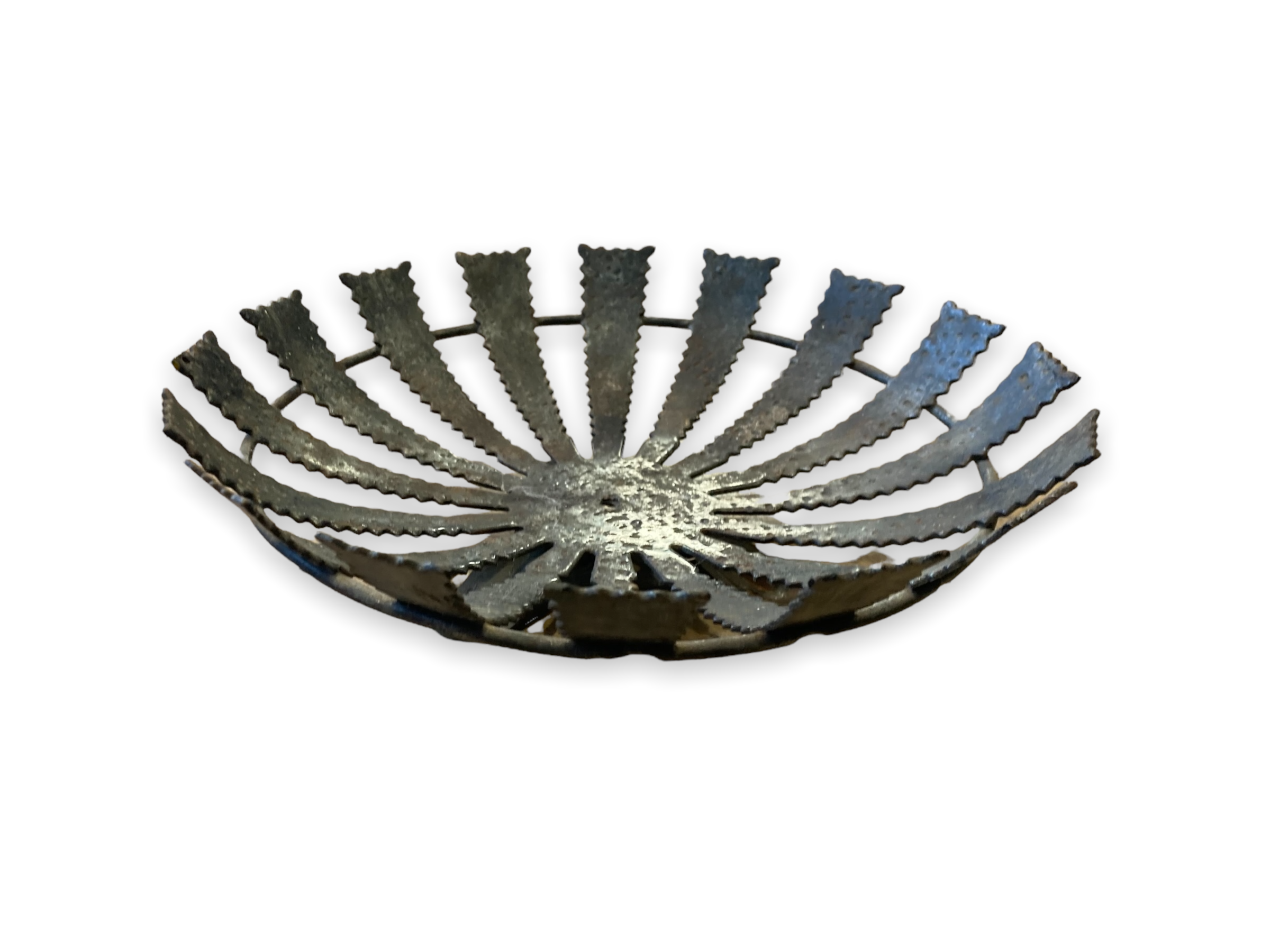 Large modernist brutalist iron basket