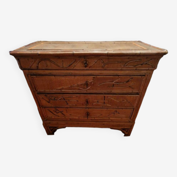 Ancienne commode en bambou rotin