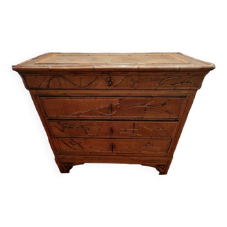 Ancienne commode en bambou rotin