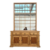 Ensemble Buffet & Miroir XXL "Esprit Atelier" – Pin Patiné