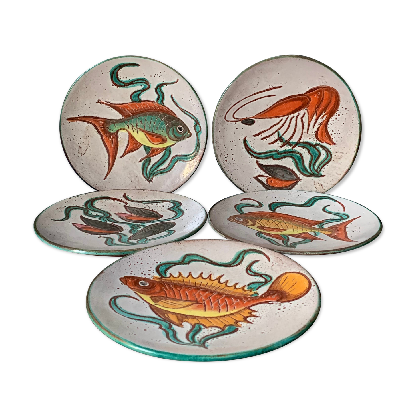 5 assiettes plates Vallauris