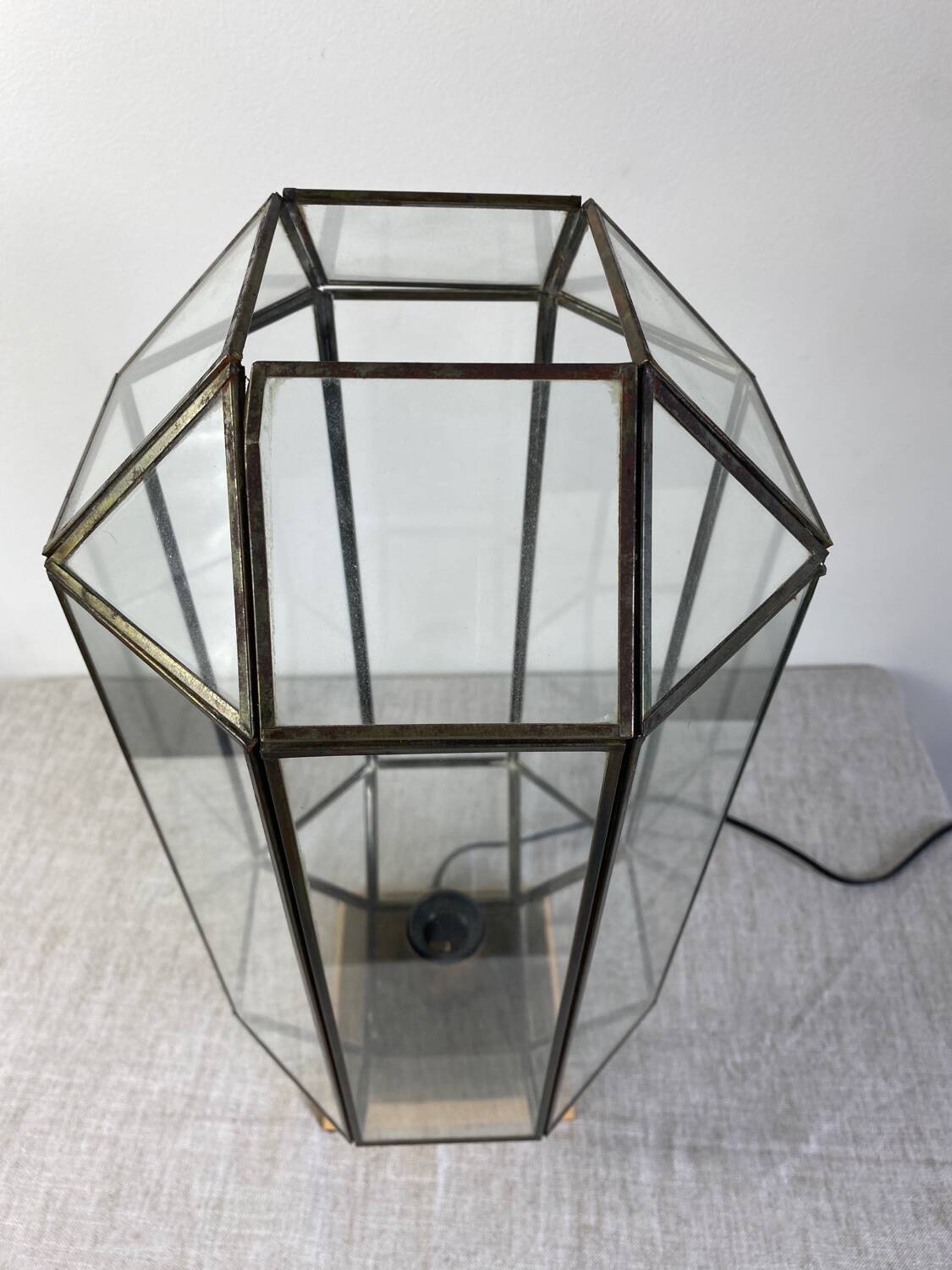Lampe en laiton et verre