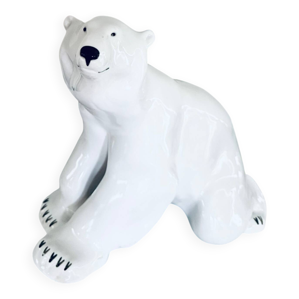 Sculpture Ourse Blanc Arctique porcelaine — Beyit