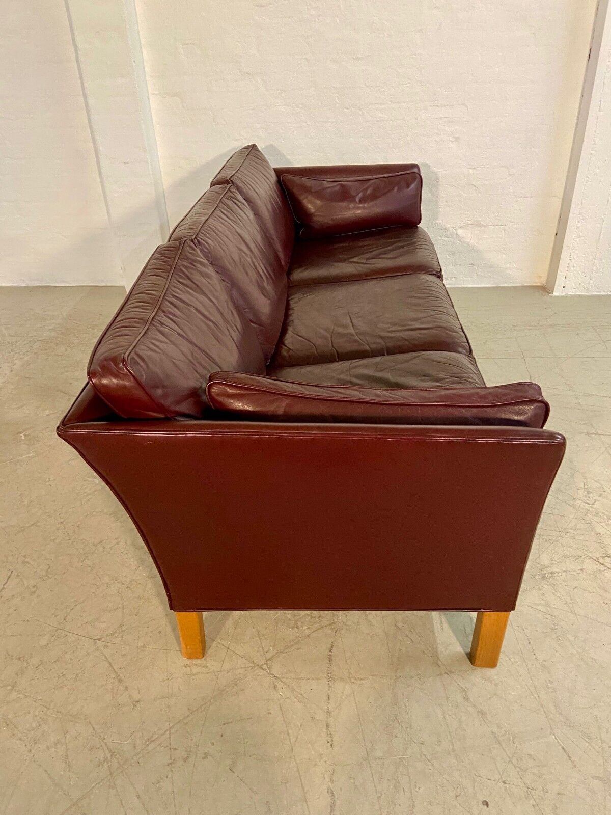 Mid-century modern Arne Norell Swedish burgundy leather sofa – 1960s