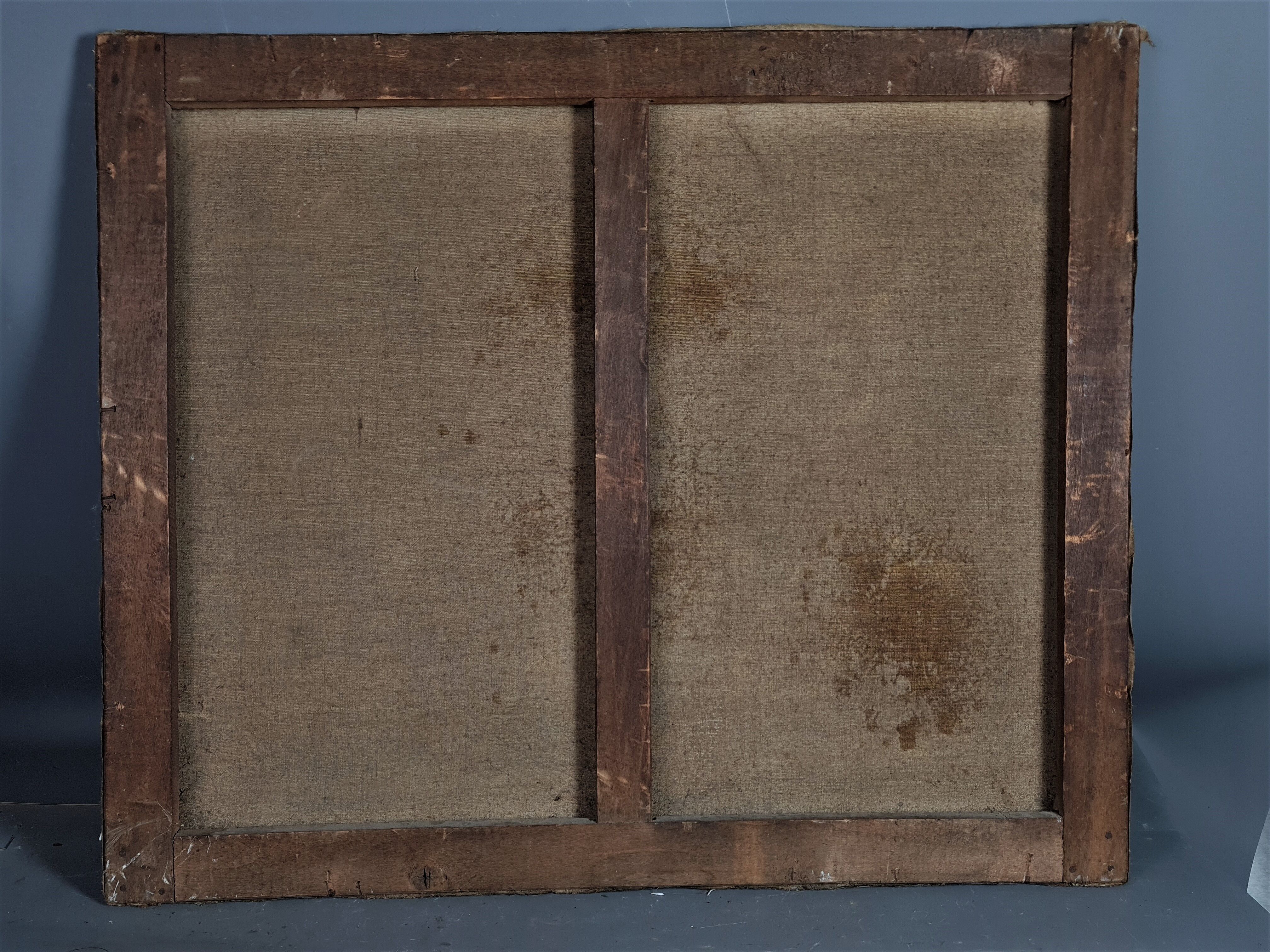 Old oil on canvas animated forest landscape 55x46 cm vintage 50s