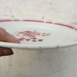 Plat de service art déco Badonviller fleurs rouge