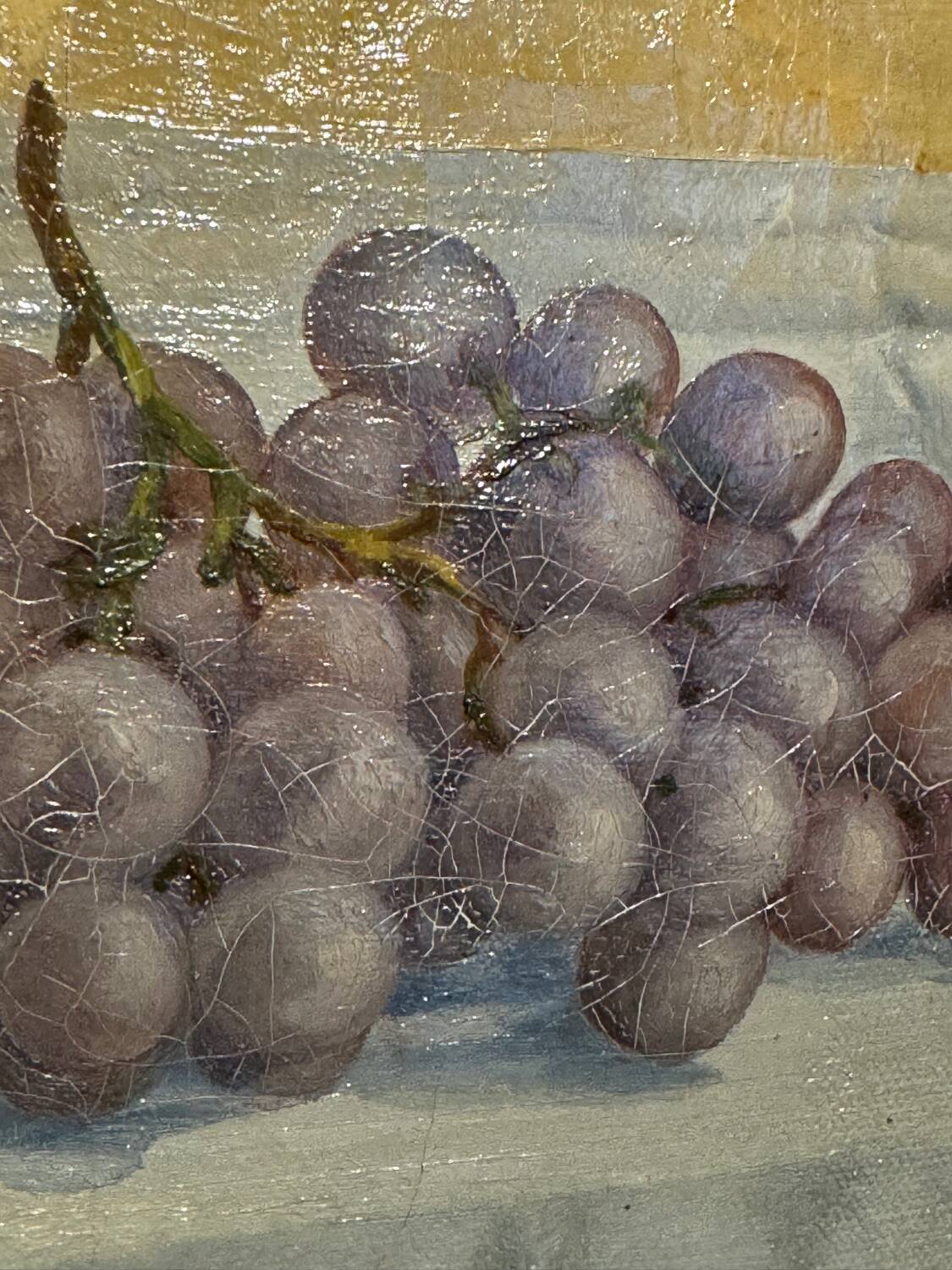 Old painting, Still life or roses and fruits, early 20th century