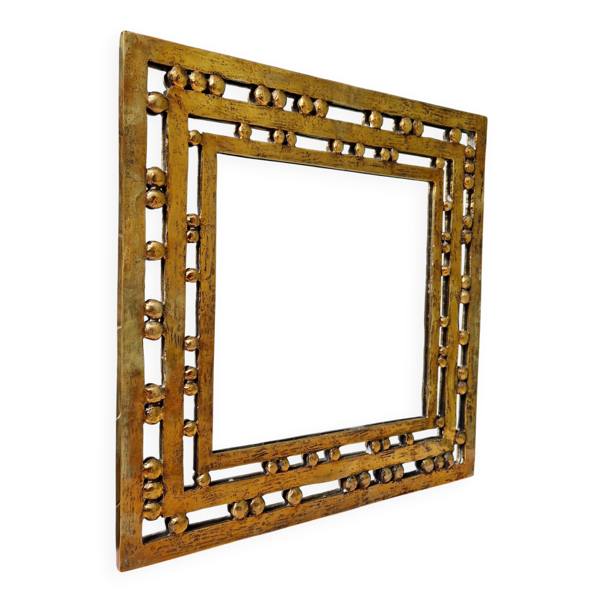 Brutalist mirror in solid bronze, 1970s