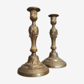 Pair of antique french, brass candlesticks