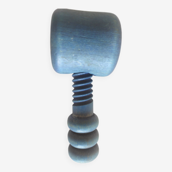 Blue vintage wooden screw nutcracker