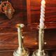 Pair of brass push-button candlesticks
