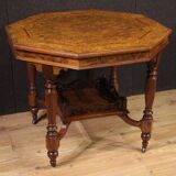 Table octogonale en bois marqueté du XXe siècle