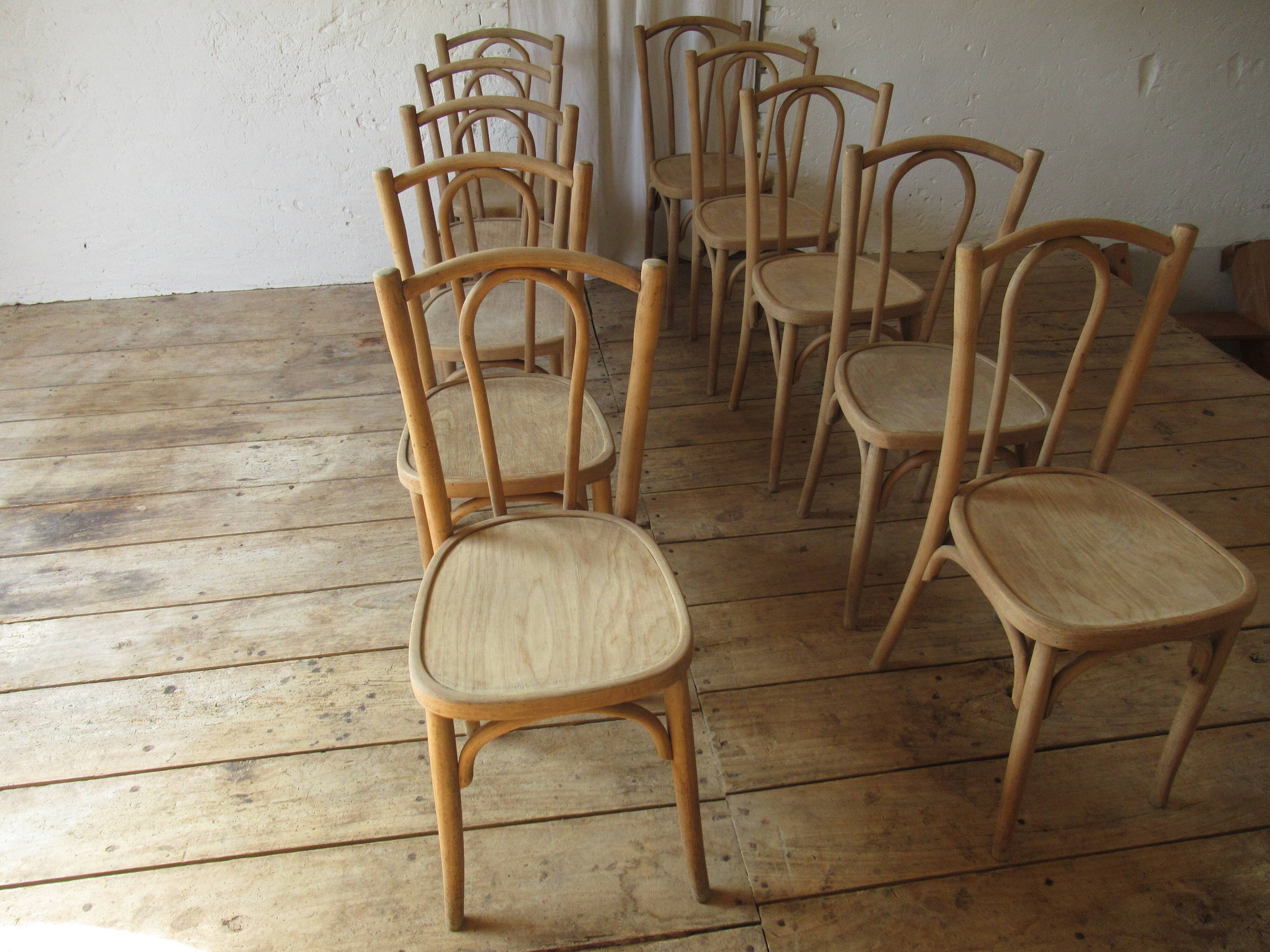Raw wood bistro chairs.