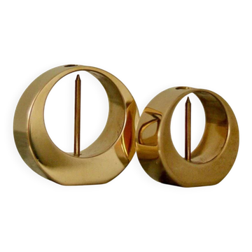 Pair of mid-century Swedish brass candle holders by Arthur Pe, Kolbäck