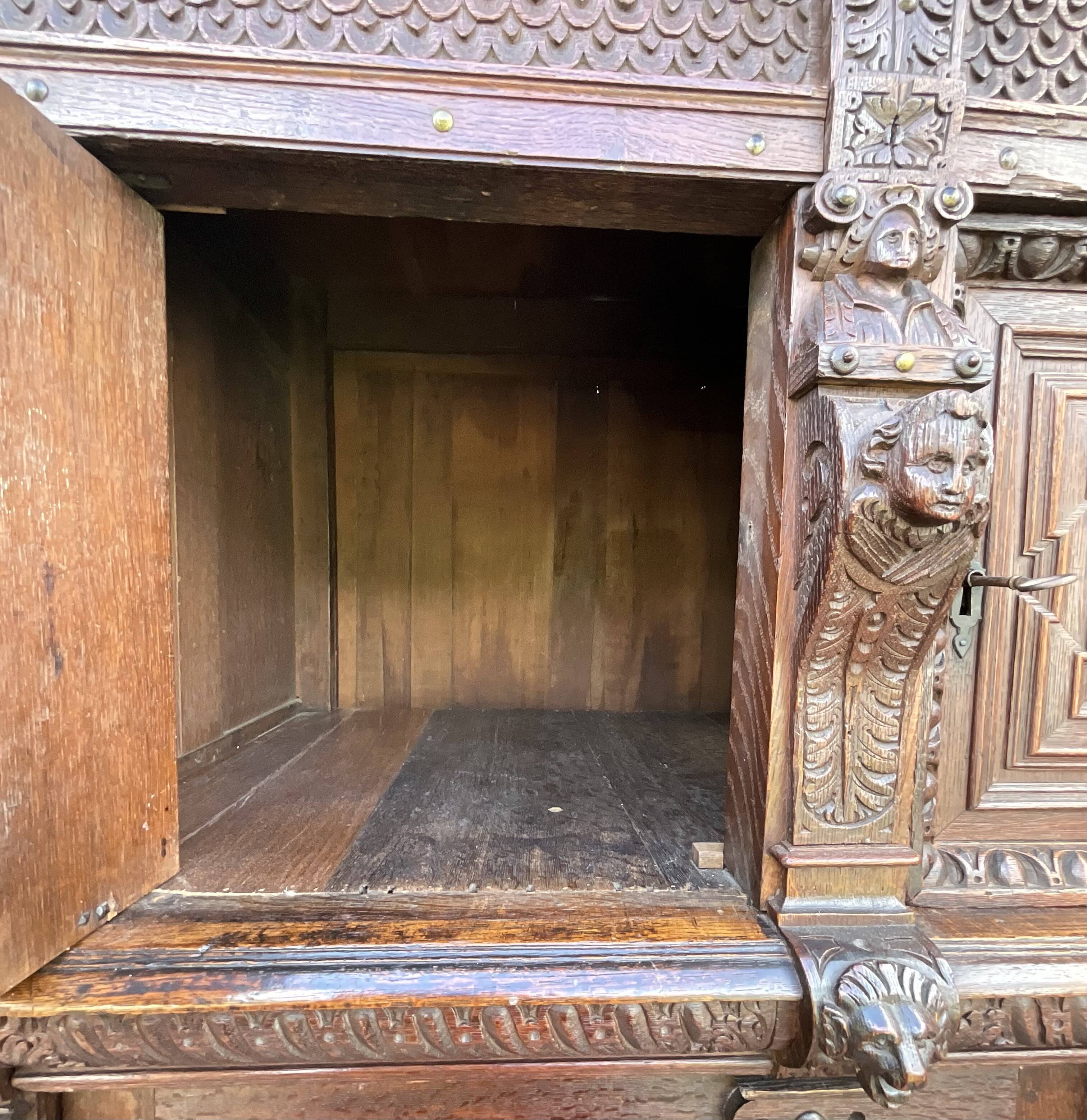 Renaissance Style Furniture in Solid Oak, Early 19th Century