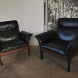 Paire de fauteuils Scala en cuir noir
