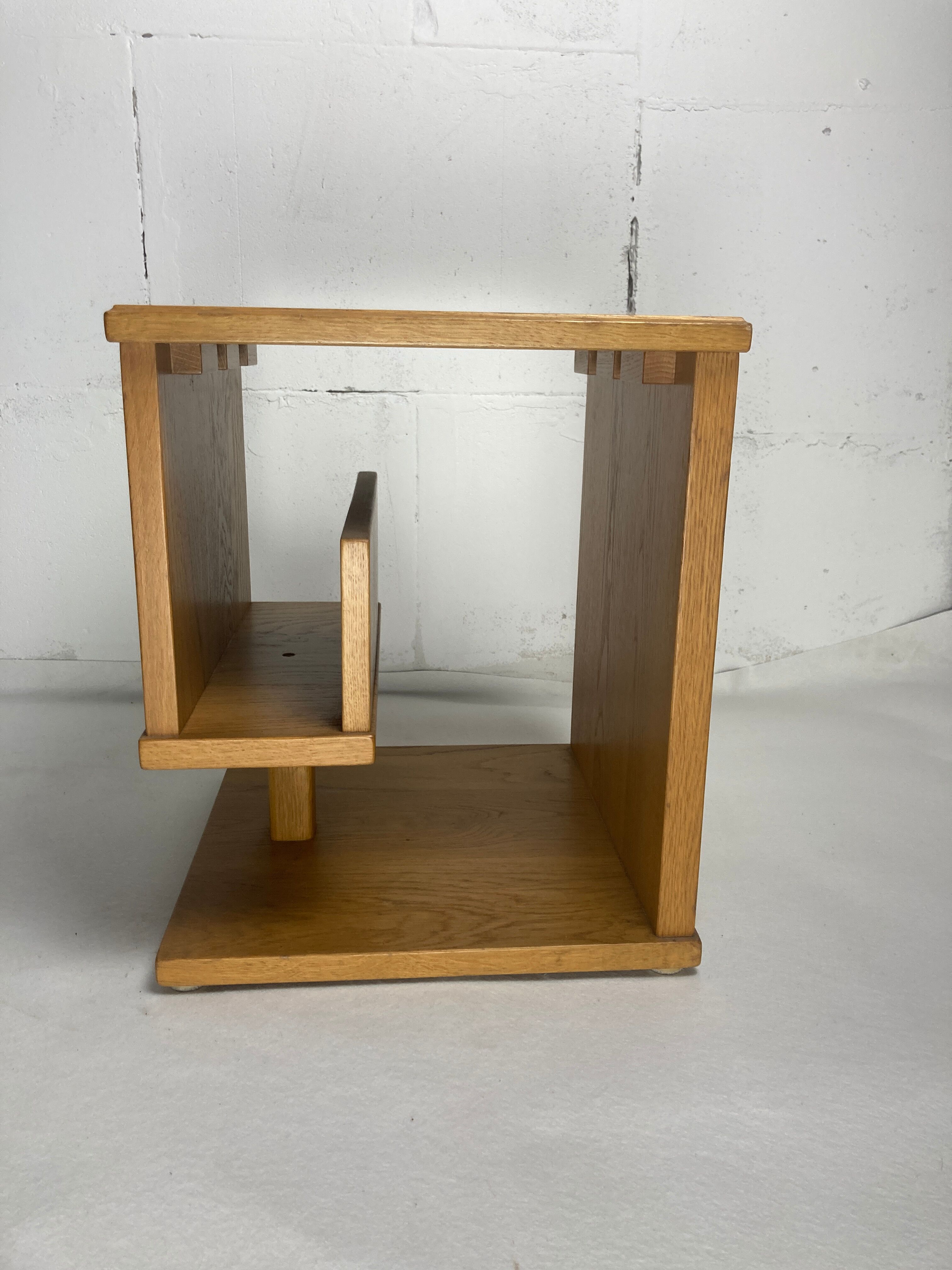 Dutch architectural blonde oak side table, 1980s