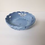Blue ceramic empty pocket / bowl signed (signature to be identified)