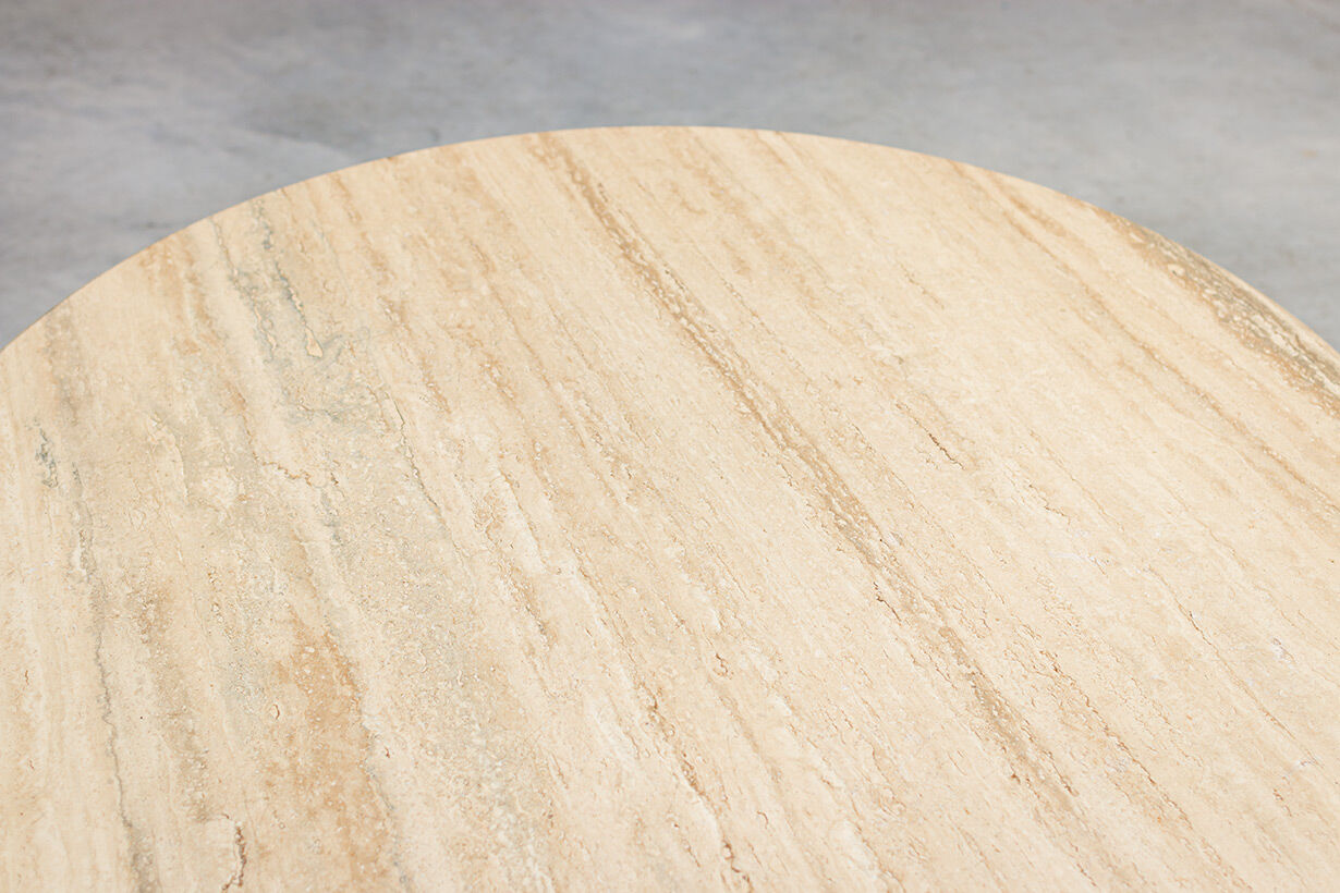 Modernist Round coffee Table in Travertine, 1970s