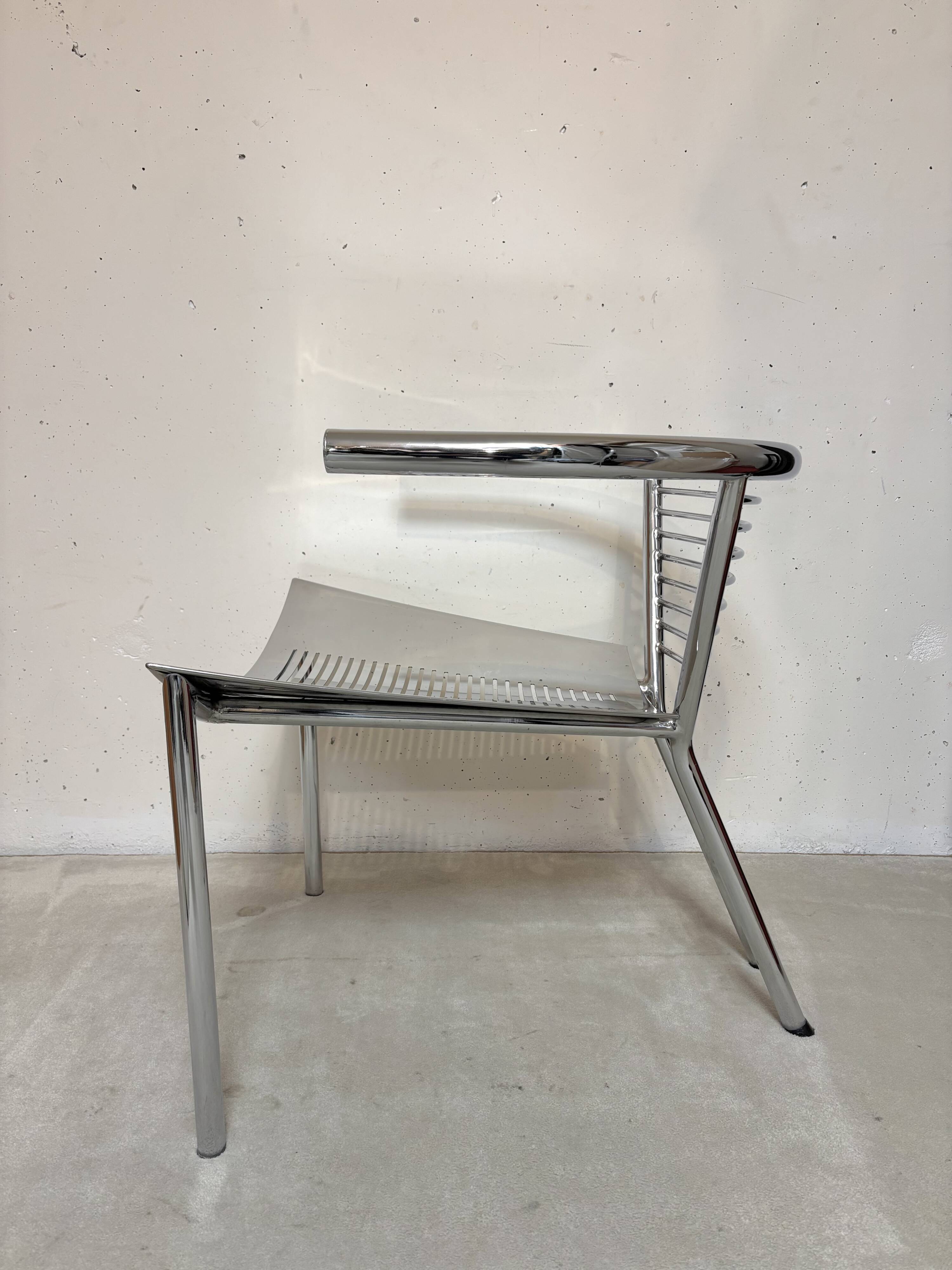 Fauteuil métal chromé, Ronald-Cecil Sportes, 1980